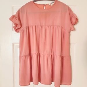 2Hearts Pink/Blush Tiered Ruffle Top Size Small